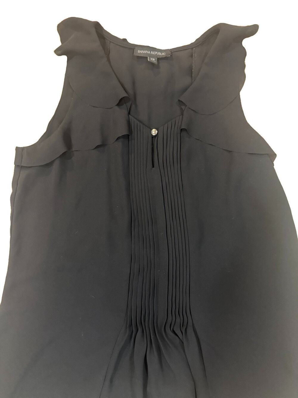 Banana Republic Black Sleeveless Dress with Pleated Front